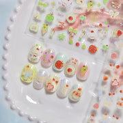Conjunto de Adesivos de Unha Urso Morango & Sobremesa Doce – "Piquenique do Urso Morango"