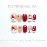 Cute Santa & Snowman Christmas Press‑On Nails – Red and Nude Festive Design