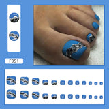 Verão fresco Klein azul manicure leopardo impressão âmbar unhas postiças unhas postiças postiças especiais unhas postiças｜365nails