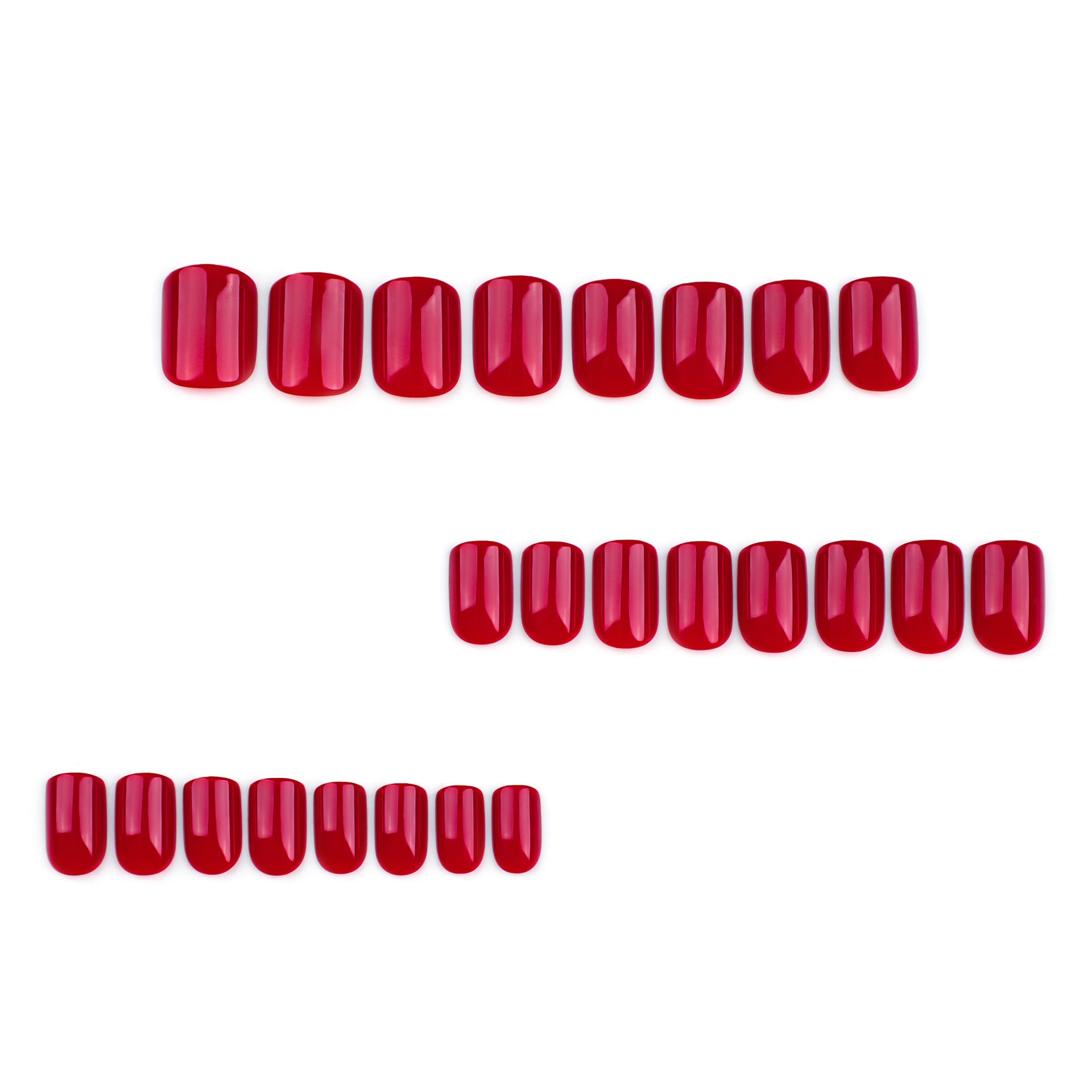 紅色短款方形經典純色穿戴甲 ｜365nails