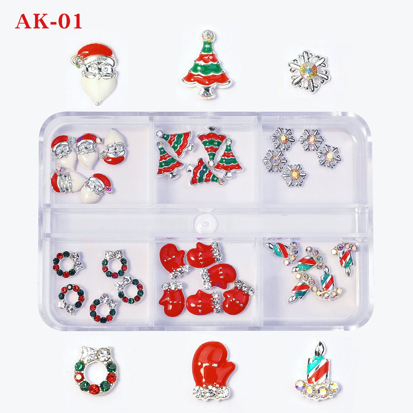 Christmas Alloy Nail Charms Set – 3D Festive Decorations for Holiday Nail Art (MOQ=3)