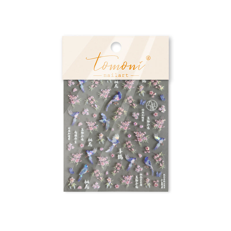 365nails : "Oiseau oriental et fleur de pêcher" – Autocollants pour ongles