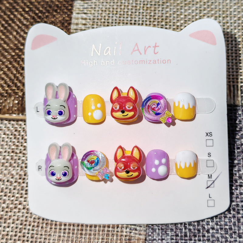 365nails: "zootopia buddies" – short round handmade kids press-on nails