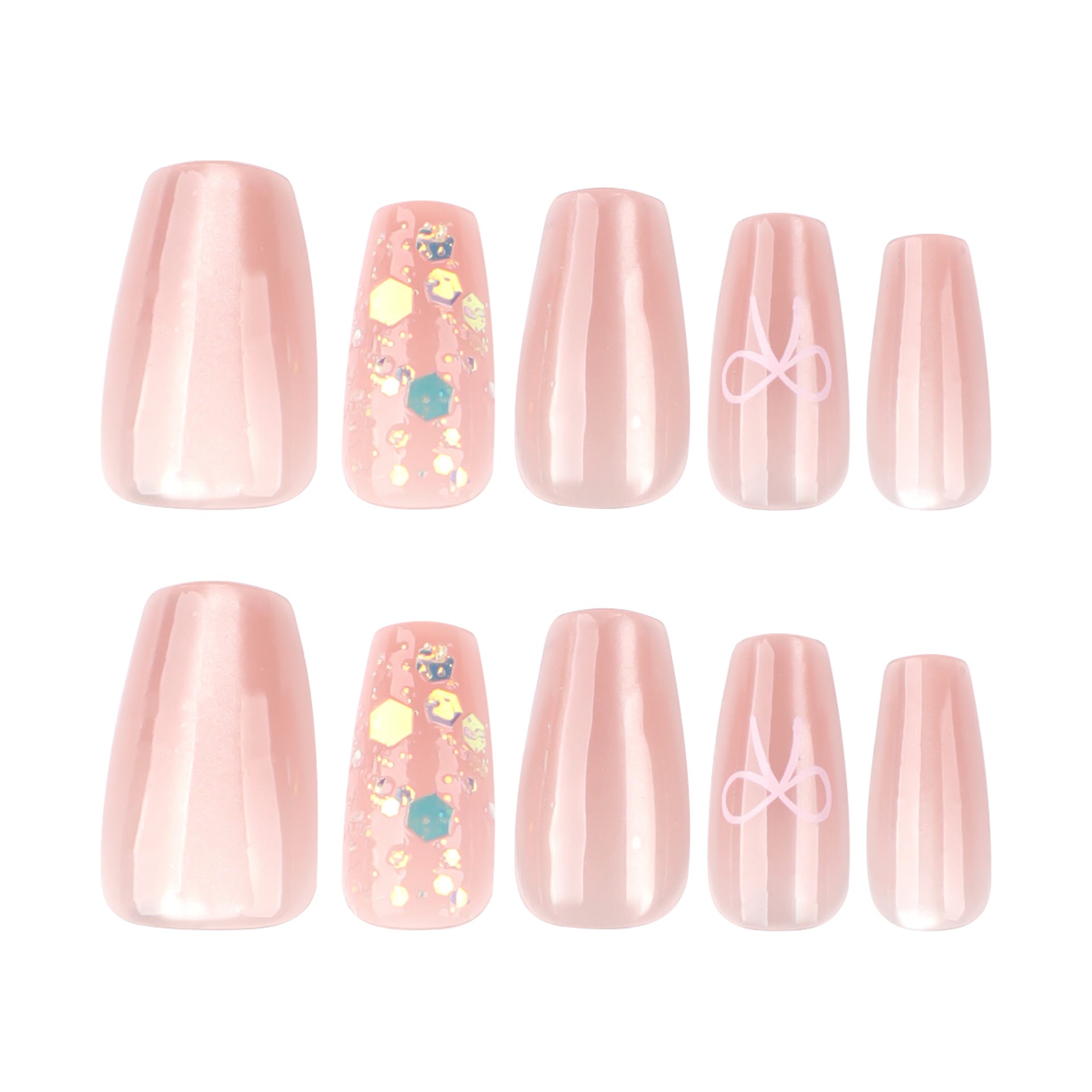 Soft Clear Glitter Square Press On Nails Style