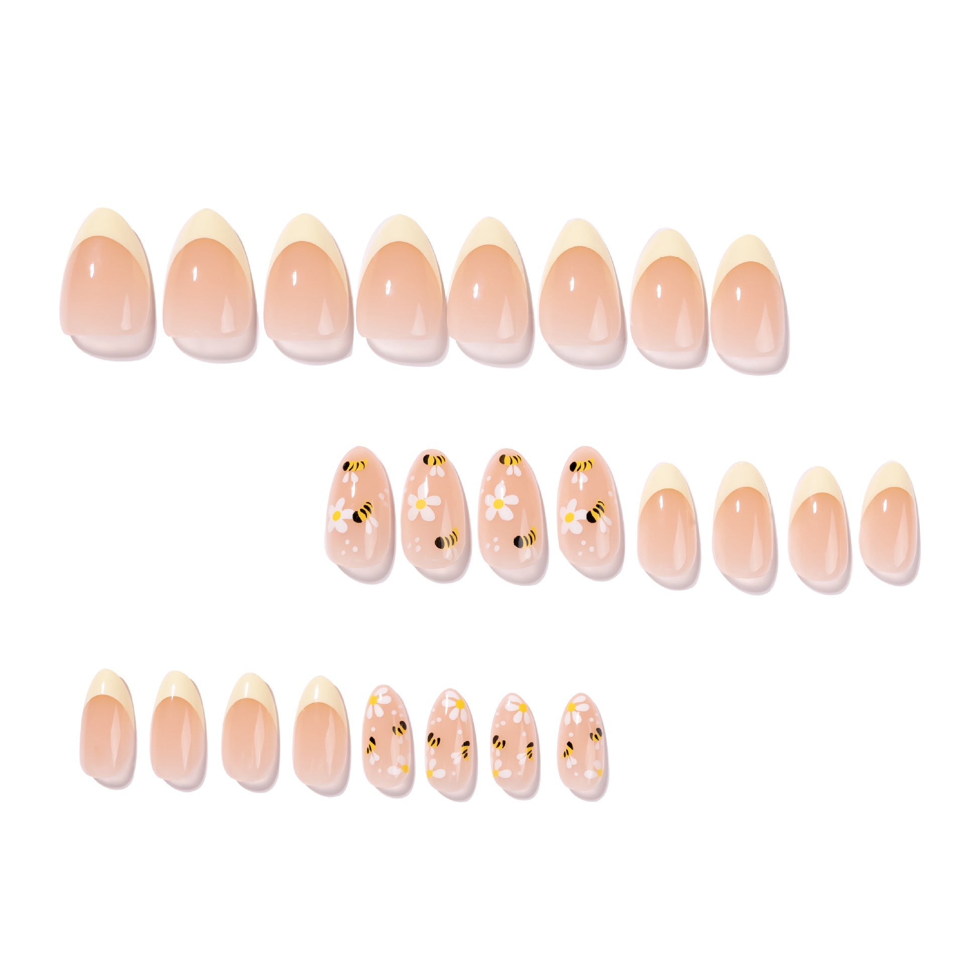 365nails: "Bee & Daisy French Oval" – Cute Press-on Nails
