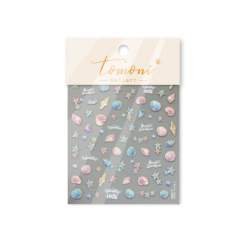 Ocean Shell Collection: "Iridescent Seashell" – 3D Holographic Nail Sticker