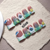 Pastel Floral Gradient Sculpted Press On Nails