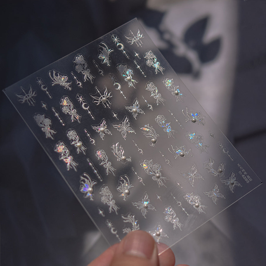 365nails: "Iridescent Crystal Butterfly & Flower" – nail art stickers