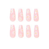 Diseño de uñas con diseño de girasol idílico, uñas postizas terminadas, parche para uñas, parche para uñas, uñas postizas a presión | 365nails