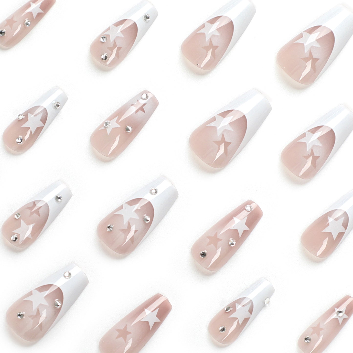hot-selling  pentagram French white point diamond  waterproof and long-lasting  finished product wholesale｜365nails