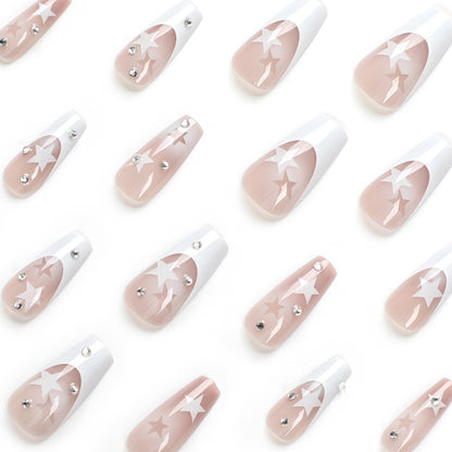 hot-selling  pentagram French white point diamond  waterproof and long-lasting  finished product wholesale｜365nails