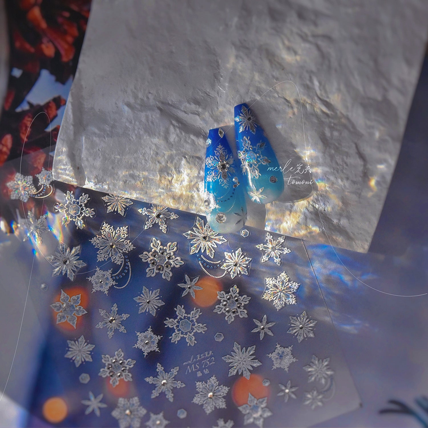 Glitter Snowflake & Crystal: "Pink Glitter Snowflake" – 5D Embossed Nail Sticker