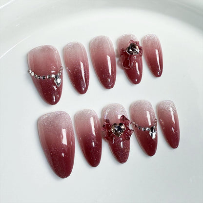 Handmade Press-on Nails Autumn and Winter New Sweet Blush Nail Ice Transparent Pure cat eye ｜365nails