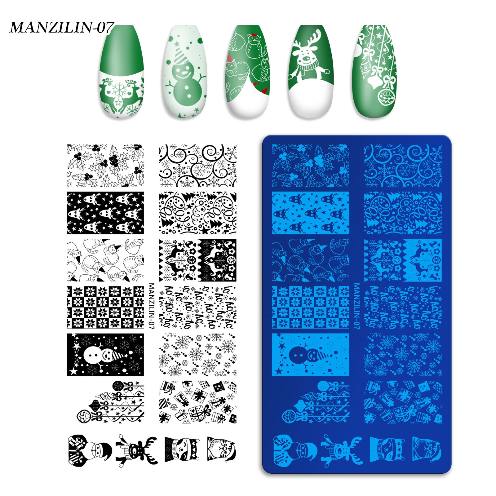 Christmas Nail Stamping Plate Set with Festive Holiday Designs (MOQ=3)
