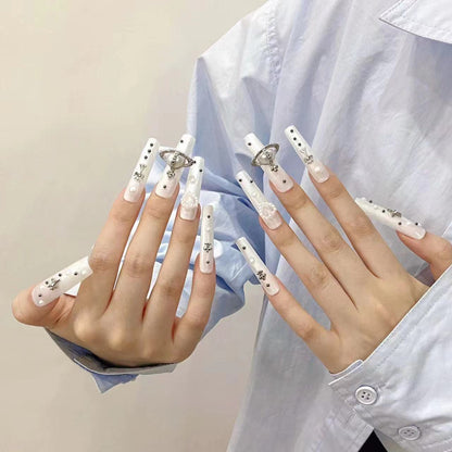 Extra long funny cartoon cute handmade nails personalized  hand-painted fake nails removable | 365nails