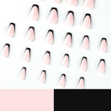 Venta al por mayor de almohadillas para uñas postizas, almohadillas para uñas francesas cortas con borde negro, almohadillas para uñas postizas, uñas con acabado artístico | 365nails