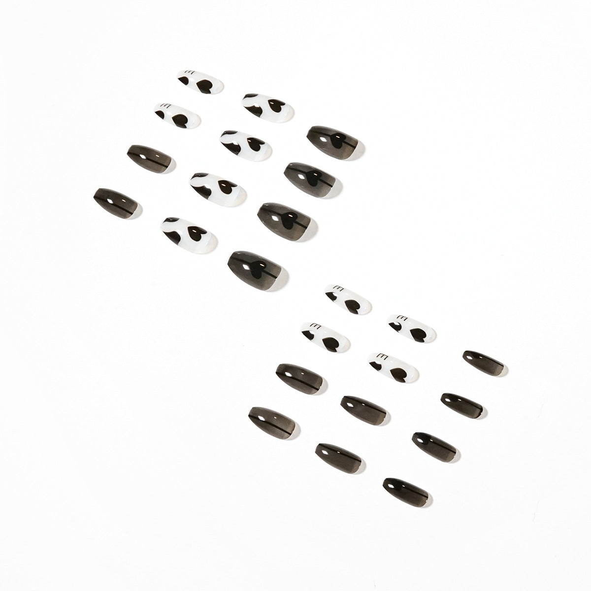 煙燻冷調 黑桃與愛心圖案 成品可卸穿戴甲 甲片｜365nails