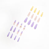 Press on the finished nail product taro purple nail  nail  Press on the  to show white fake nails, nail wholesale｜365nails