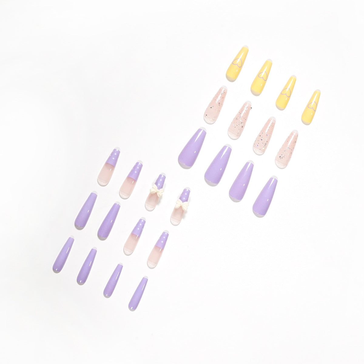 Press on the finished nail product taro purple nail  nail  Press on the  to show white fake nails, nail wholesale｜365nails