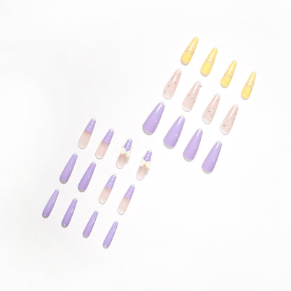 Pressione o produto de unha acabado taro roxo unha Pressione para mostrar unhas postiças brancas, atacado de unhas｜365nails