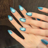Solid Aqua Blue Glossy Press On Nail Set