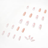 Pó de pêssego suave para clareamento de verão, unhas postiças finalizadas, peça removível para unhas｜365nails