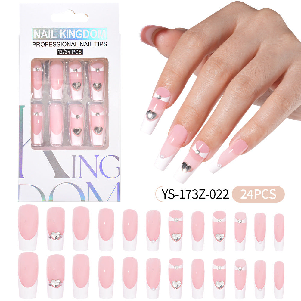 Press on nails fake nail patch extension nail Spice Girl medium rectangle removable 24 pieces with drill manicure