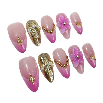 Handmade press on nails three-dimensional engraving ice-transparent French  explosion almond nail patch factory wholesale｜365nails