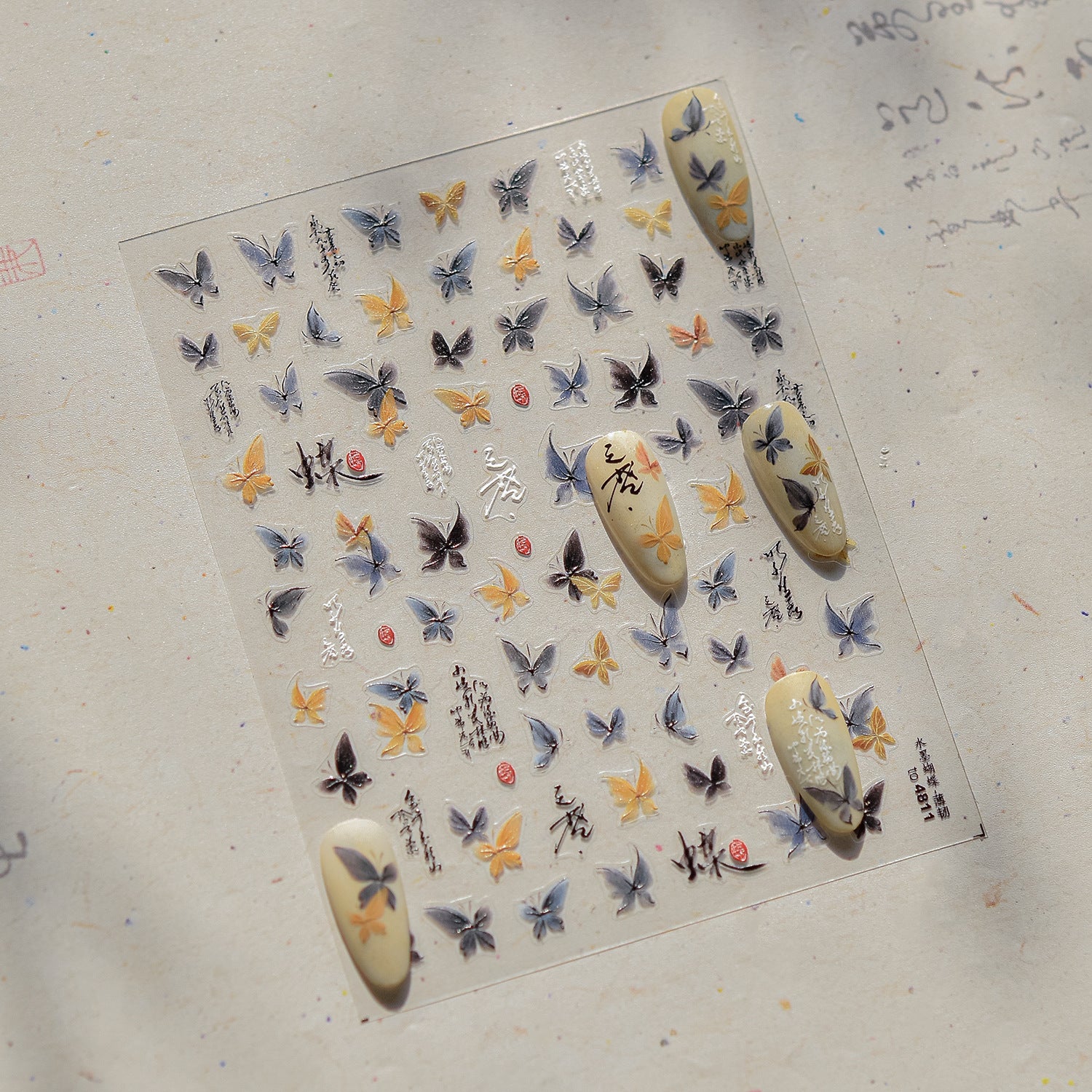 365nails: "Ink Wash Calligraphy Butterfly" – nail art stickers