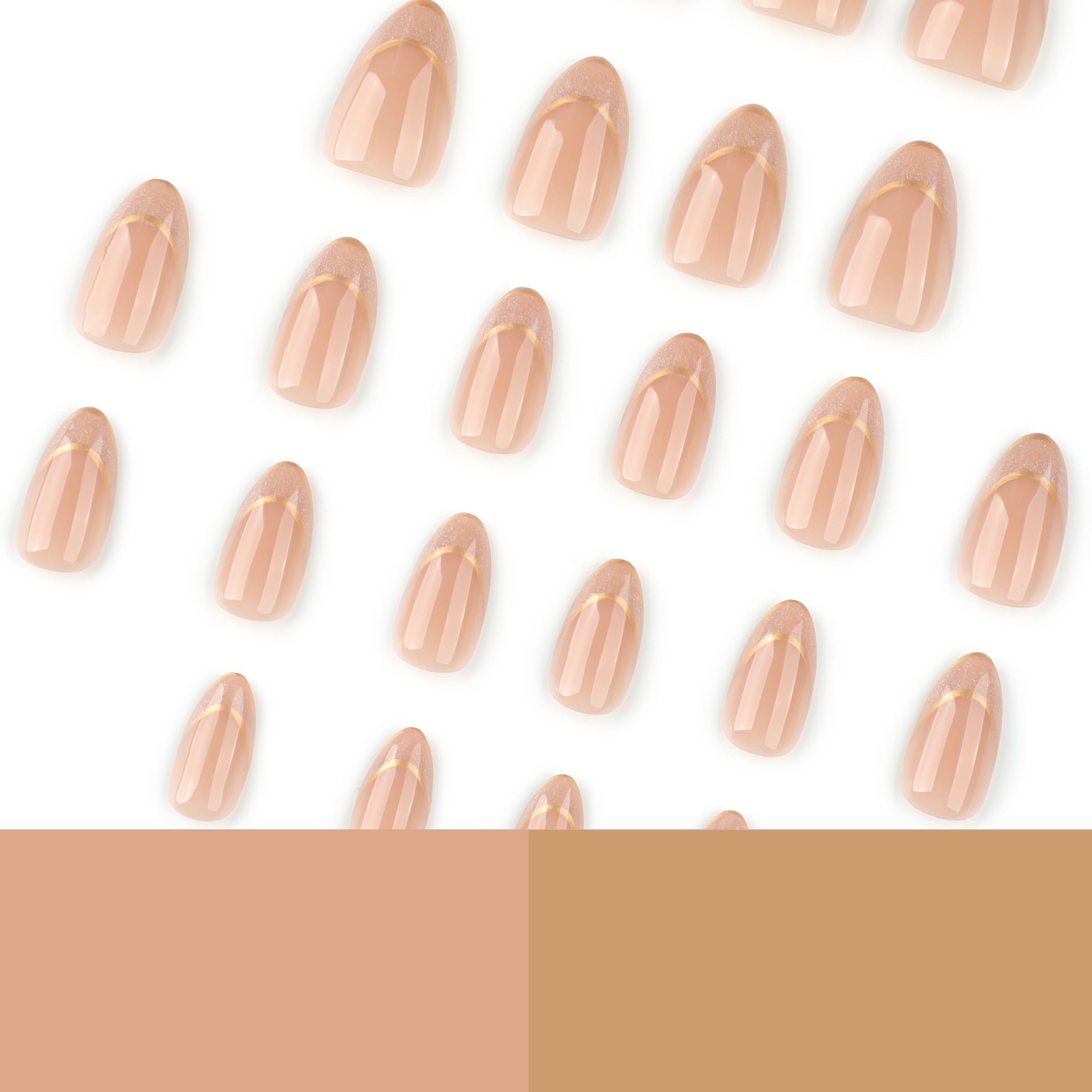 Premium French Cat's Eye Golden Short Almond press-on nails