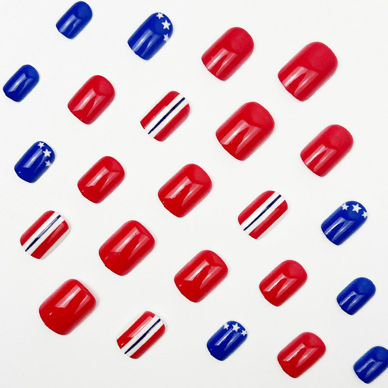 365nails: "Diagonal Freedom" – Starburst & Stripe French Squoval Nails