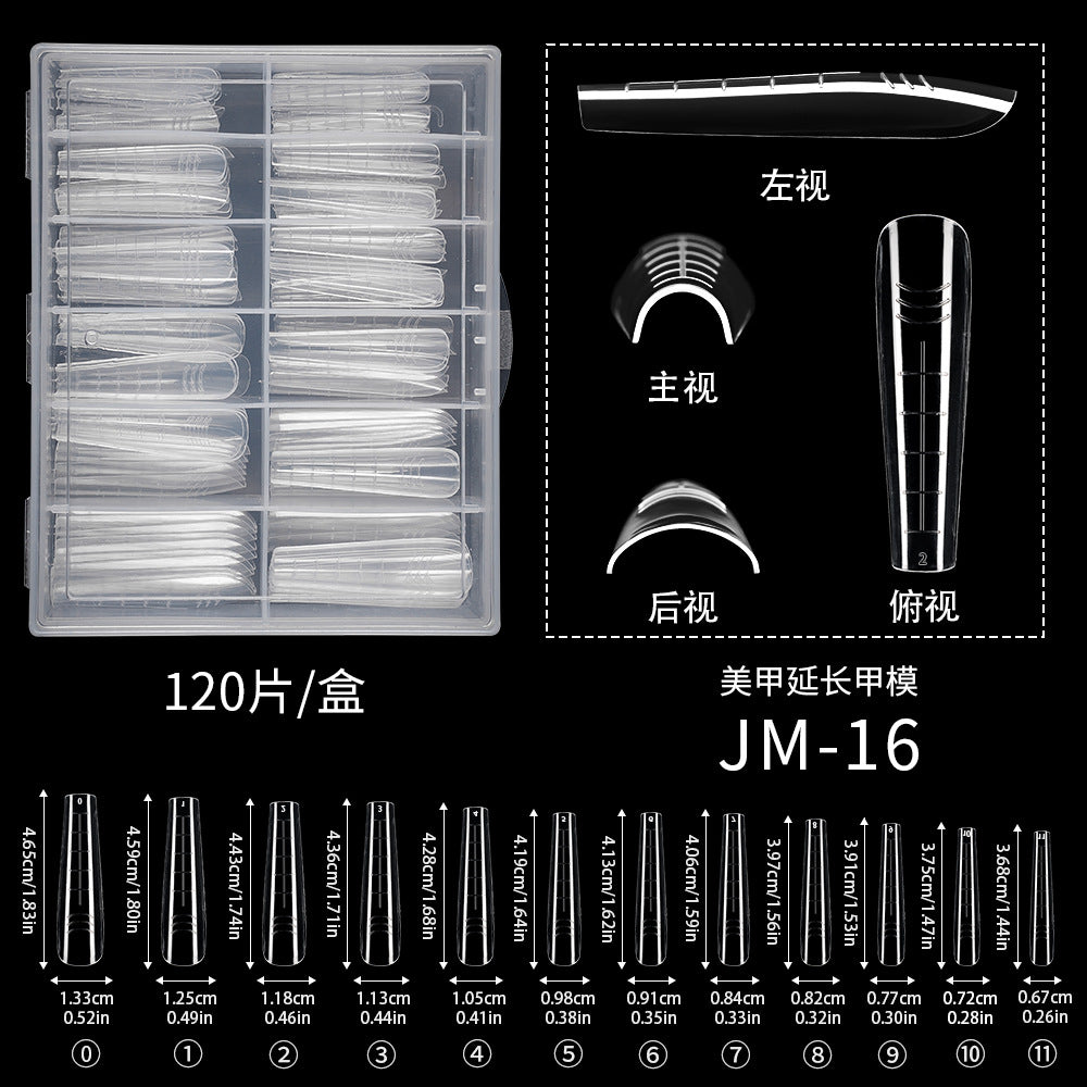 Nail Tips 120 transparent crystal nail molds, boxed with graduated crystal extension nail molds,  rapid phototherapy extension nail molds