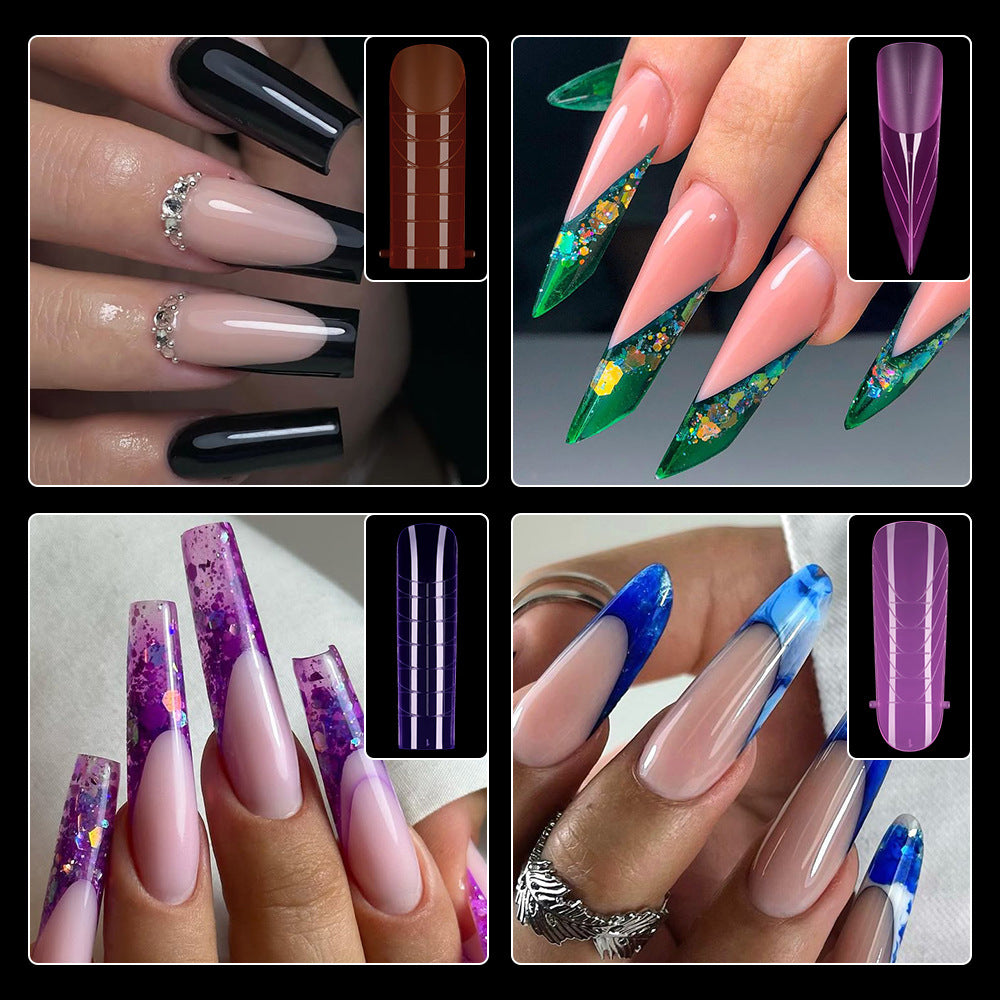Nail Tips Nail mold crystal color extension without paper tray rapid phototherapy extension nail piece 288 pieces boxed  nail film set
