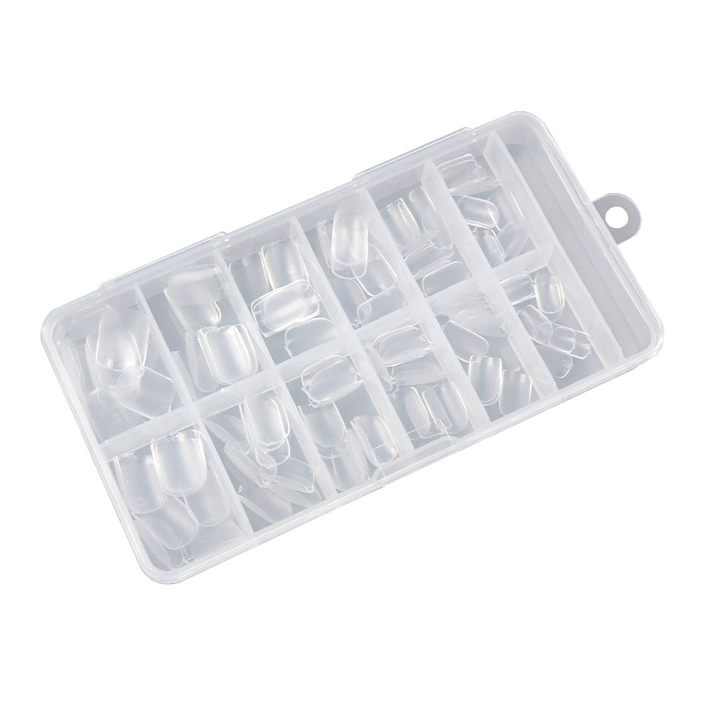 Nail Tips No-File Short Press-On Nails (Full Sizes) — Semi-Matte, Square & Round, Clear Case (MOQ=3)