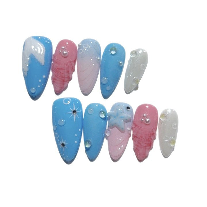 Candy Galaxy: "Starry Bubblegum" – Unhas Postiças Amendoada