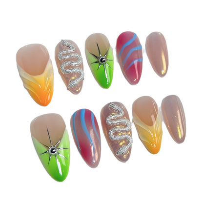 Handemade press on nails Ice Clear Sweet French Blush Nail  Almond Nail Wearable Fake Nail｜365nails