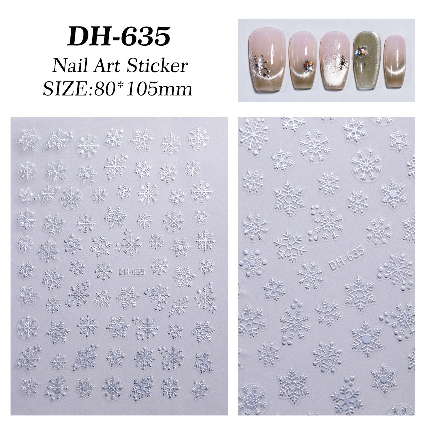 Cross-border Laser Snowflake Nail Art Sticker Flat Hot Silver Christmas Hollow Snowflake Nail Sticker Ornament DH635