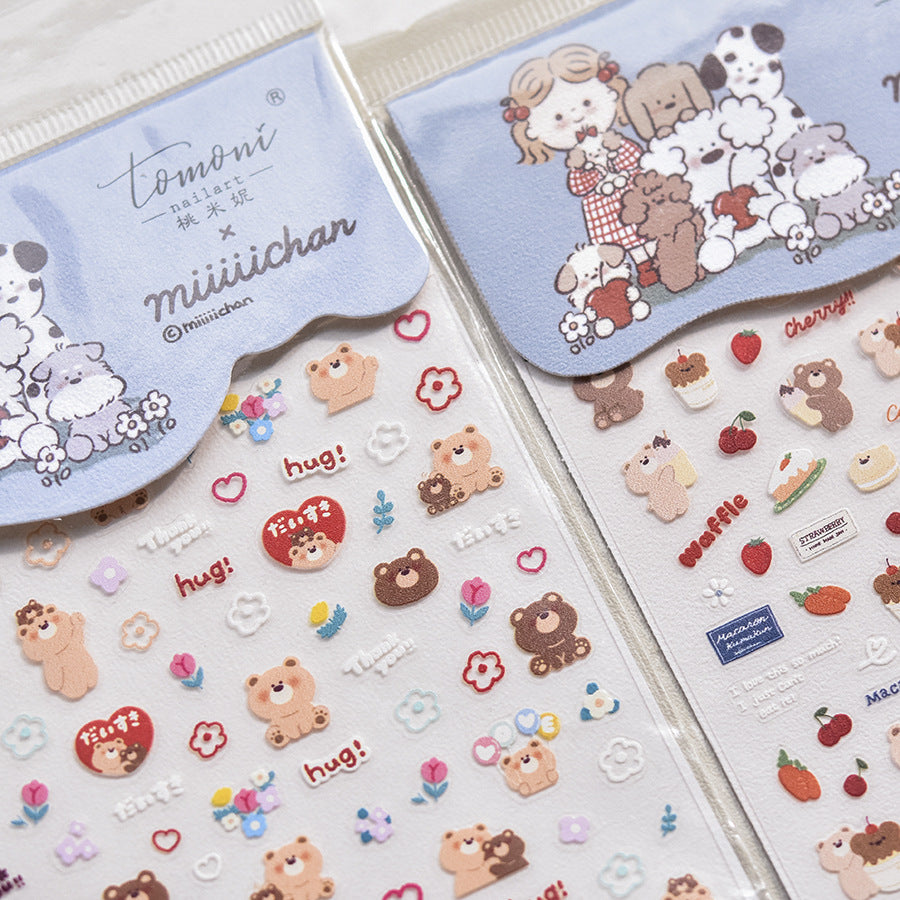 Strawberry Bear & Dessert Nail Sticker Set – "Strawberry Bear Dessert Party"