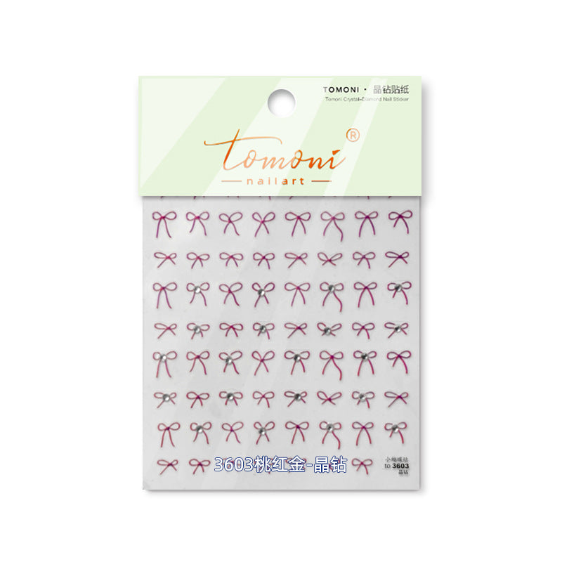 Holographic Bow: "Iridescent Pink Crystal" – 3D Nail Sticker