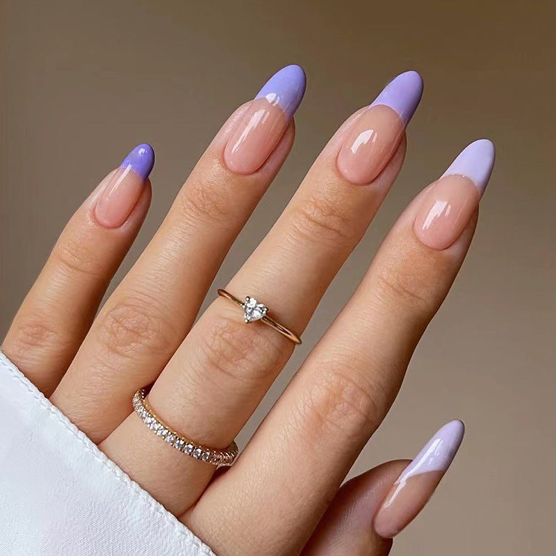 Taro roxo simples francês imprensa em unhas arte pedaço de unha atacado pedaço de unha, pressione em unhas produto acabado pressione em unhas pedaço de unha｜365nails