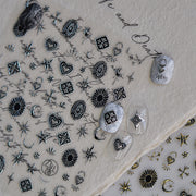 Vintage Gothic Ornament Collection: "Gilded Celestial" – 3D Metallic Nail Sticker