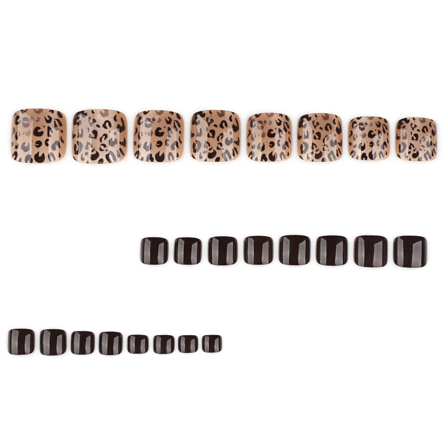 Leopard print cat eye manicure and pedicure simple short square toe nail chips