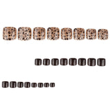 Leopard print cat eye manicure and pedicure simple short square toe nail chips