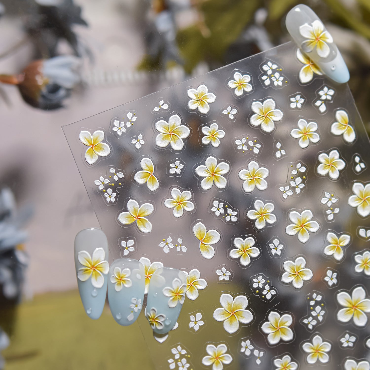 雞蛋花清新系列：「熱帶雞蛋花」— 3D 浮雕甲貼