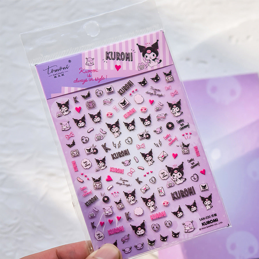 365nails: "Kuromi Iconic Black & Pink" – Nail Art Stickers