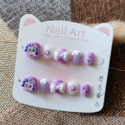 365nails: "dreamy purple pony" – short wide handmade kids press-on nails