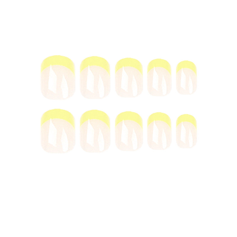 Simple yellow French manicure press on nails Wholesale press on nails Special nail piece press on nails finished product false nail｜365nails