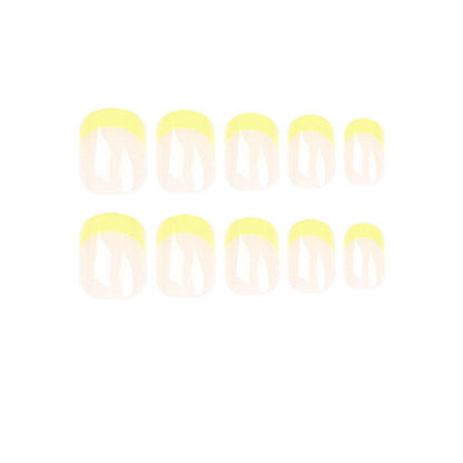 Simple yellow French manicure press on nails Wholesale press on nails Special nail piece press on nails finished product false nail｜365nails