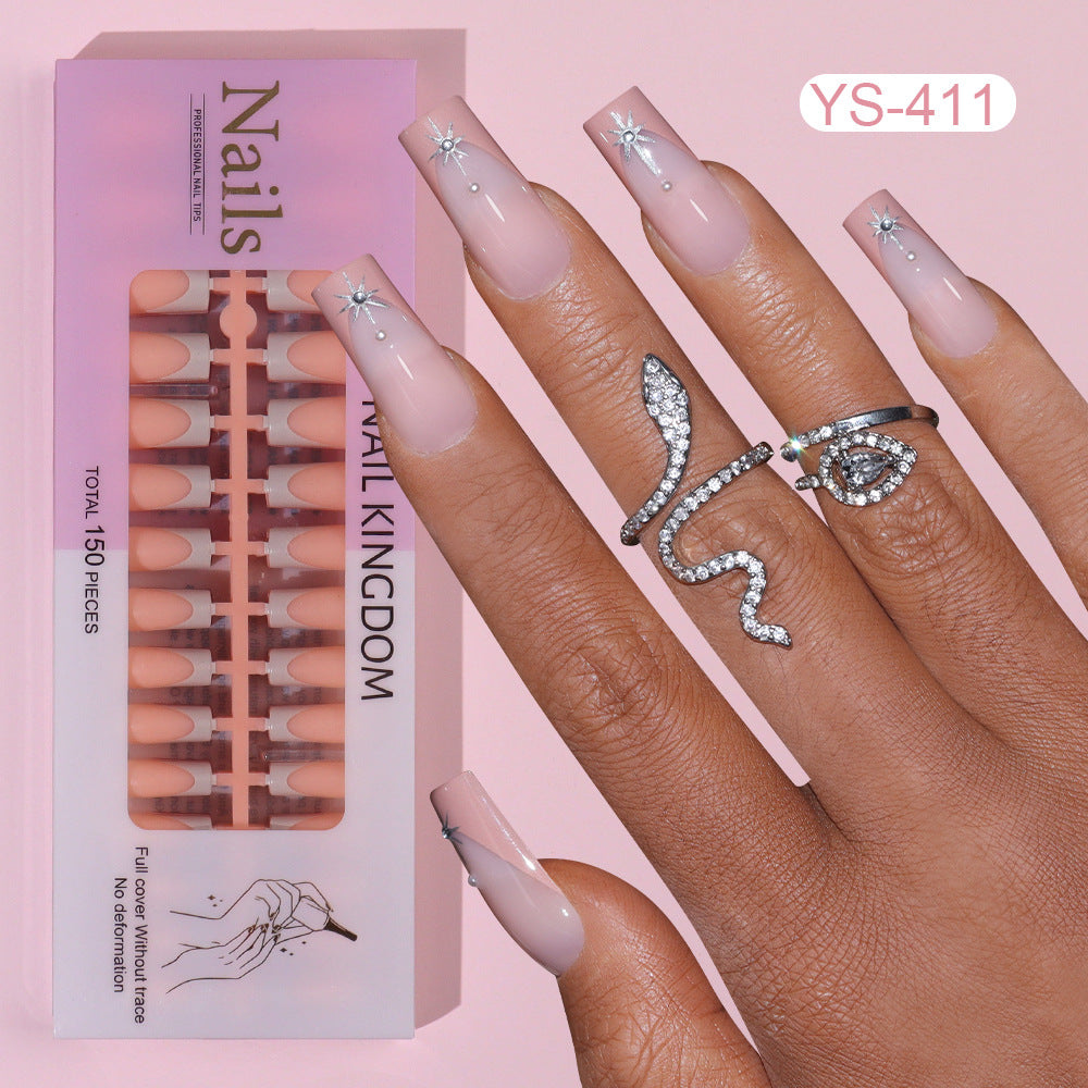 Nail Tips Wear armor  French five-color manicure fake nails, prefabricated nail seamless matte color nail patches 150 pieces