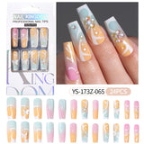 Press on nails fake nail patch extension nail Spice Girl medium rectangle removable 24 pieces with drill manicure